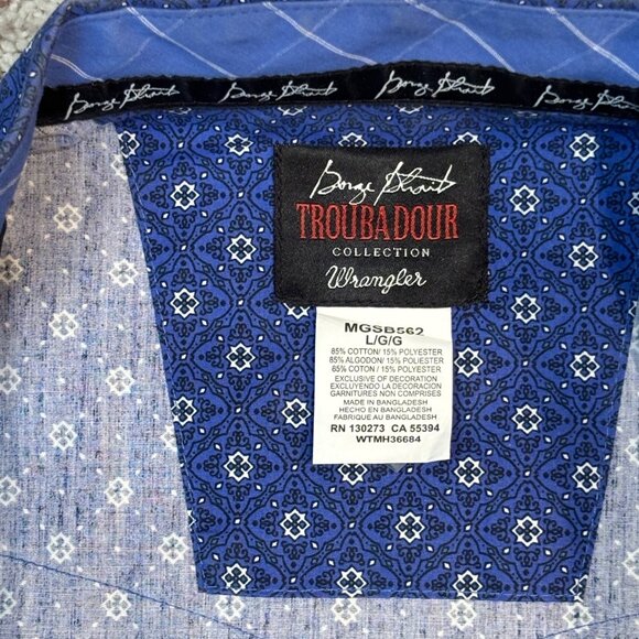 Wrangler George Strait Mens Troubadour Western Shirt Long Sleeve Blue Size Large - Picture 4 of 11